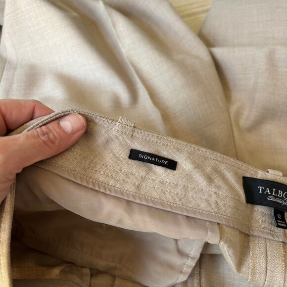 Talbots Pants 12 Tan Signature Trouser Slacks Stretch Career Church Grandpa - Picture 9 of 10